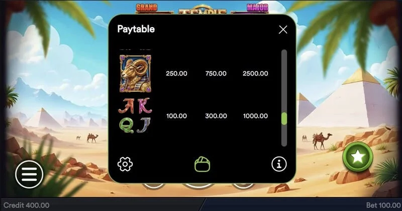 Temple of Treasures - ボーナス購入のためのBuy Featureウィンドウ